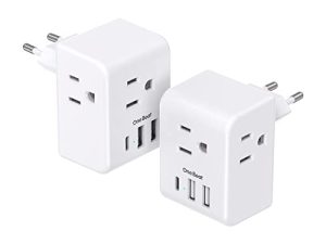 2 Pack European Travel Plug Adapter