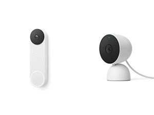 Nest Doorbell - Battery - Snow with Nest Cam Indoor - Wired - Snow