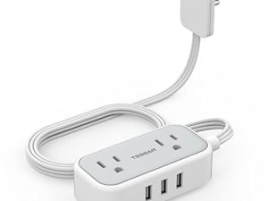 Flat Plug Extension Cord with 3 USB Ports