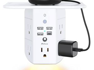 Wall Outlet Extender with Shelf and Night Light