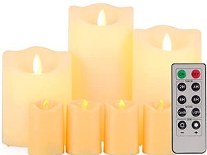 Flickering Flameless Candles Battery Operated Candles Waterproof Outdoor Candles Votives LED Candles Pack of 7 (D:3.25" x H:4" 5" 6") With Remote Cycling 24 Hours Timer Plastic Candles Battery Candles