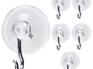 Suction Cup Hooks Wall Hooks for Hanging All Purpose Hook Wall Hangers Without Nails Heavy Duty Wall Hooks-Made in USA (3 lbs/ 6 Pack)