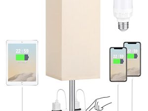 Bedside Lamp with USB Port and Outlet