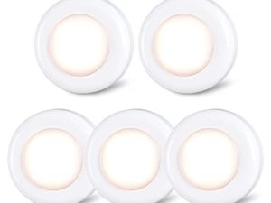 Tap Light Push Lights STAR-SPANGLED Mini Night Touch Light LED Puck Lights Portable Under Cabinet Lighting Battery Operated Powered DIY Stick On Lights Wireless Closet Counter Kitchen Warm White 5Pack
