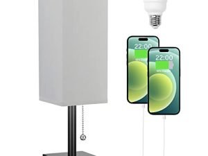 aooshine Bedside Table Lamp with 3 Levels Brightness - 2700/3500/5000K Nightstand Lamp with USB C+A Ports
