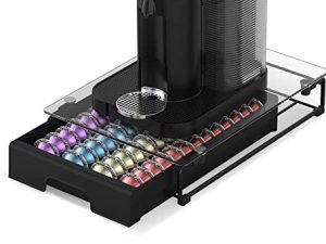 EVERIE Crystal Tempered Glass Organizer Drawer Holder Compatible with Nespresso Vertuo Capsules