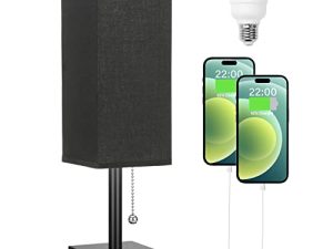 aooshine Bedside Table Lamp with 3 Levels Brightness - 2700/3500/5000K Nightstand Lamp with USB C+A Ports
