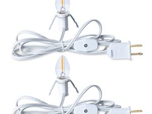 Accessory Cord with One LED Light Bulb - 6 Feet UL-Listed White Cord with On/Off Switch Plugs - Perfect for Holiday Decorations and Craft Projects