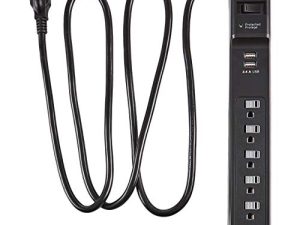 Amazon Basics 6-Outlet Surge Protector Power Strip with 2 USB Ports - 1000 Joule