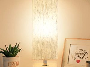 Soilsiu 【Upgraded】 Bedside Table Lamp Bedroom 3 Color Options Burlywood Lamps with Modern Fabric Shade Reading Nightstand Lamps for Living Room