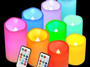 Enido 9 Pack Color Changing Flameless Candless Outdoor Candles with Timer Waterproof