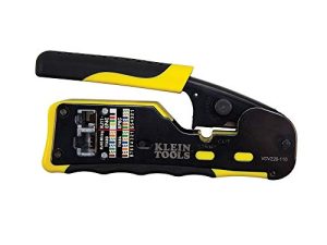 Klein Tools VDV226-110 Ratcheting Modular Data Cable Crimper / Wire Stripper / Wire Cutter for RJ11/RJ12 Standard