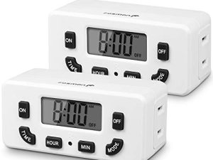 Fosmon 24 Hour Programmable Digital Timer Outlet (2 Pack)