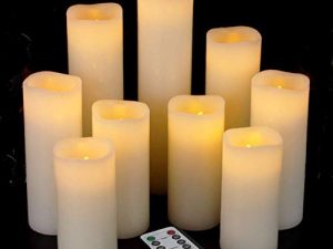 Antizer Flameless Candles Led Candles Pack of 9 (H 4" 5" 6" 7" 8" 9" x D 2.2") Ivory Real Wax Battery Candles with Remote Timer