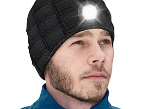 Stocking Stuffers for Men Beanie Hat with Light - Christmas Birthday Gifts for Men LED Headlamp Hats Winter Cap Gifts for Dad Women Husband Boyfriend Him Teen Rechargeable Flashlight Knit Lighted Hat