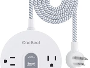 Power Strip Surge Protector with USB C - Extension Cord Flat Plug with 2 Widely AC Outlet and 3 USB