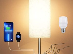 Touch Table Lamps for Bedroom Nightstand - Bedside Lamps with USB-C USB-A Charging Ports White