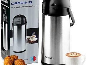 101 Oz Airpot Thermal Coffee Carafe - Insulated Stainless Steel Coffee Dispenser with Pump - Thermal Beverage Dispenser - Thermos Coffee Carafe for Keeping Hot Coffee & Tea Hot For 12 Hours - Cresimo