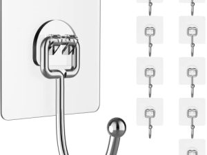 Large Adhesive Hooks for Hanging Heavy-Duty 44Ib(Max) 10 Packs