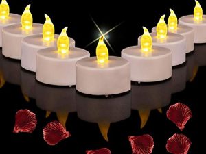 Battery Operated Tea Lights Candles: 50Pack Flameless Led Tea Light Realistic and Bright Flickering Electric Candle Lamp Holiday Gift Long Lasting 100+Hours for Wedding & Home Decoration (Warm Yellow)
