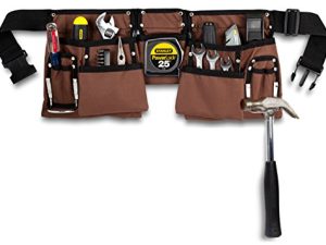 11 Pocket Brown and Black Heavy Duty Construction Tool Belt
