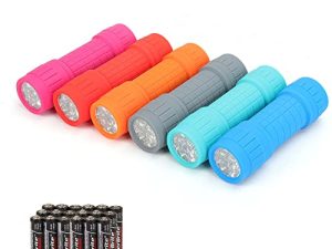 EverBrite 9-LED Flashlight 6-Pack Impact Handheld Torch Assorted Colors with Lanyard 3AAA Battery Included (Hurricane Supplies
