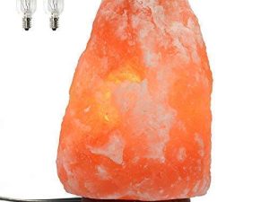 7 Inch Himalayan Salt Lamp with Dimmer Cord - Night Light Natural Crystal Rock Classic Wood Base Authentic from Pakistan