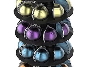 EVERIE Rotary Coffee Pod Capsules Carousel Holder Organizer Compatible with 40 Nespresso Vertuoline Capsules (Black)