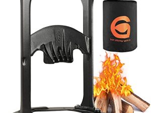 Greener Dia.11'' Firewood Kindling Splitter Stand with Cover - Cast Steel Manual Log Splitter Wedge