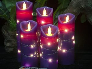 DANIP Purple LED Flameless Candle with Embedded Starlight String