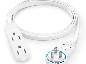 Maximm Cable 3 Ft 360° Rotating Flat Plug Extension Cord / Wire