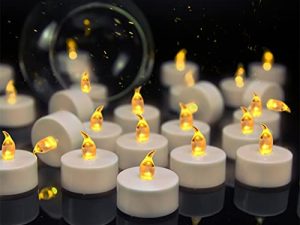 VETOUR 24pcs Tea Lights Candles Battery Operated: Realistic LED Flickering Flameless Tea Lights Steady Battery Tea Lights Long Lasting Fake Candles Decoration for Party and Craft Ideas