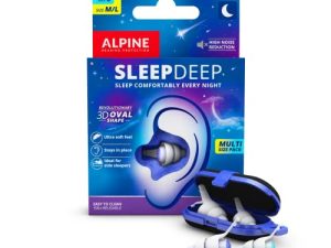 Alpine SleepDeep Multisize - Soft Ear Plugs for Sleeping and Concentration - New 3D Oval Shape and Noise Reducing Gel for Better Attenuation - 27dB - Ideal for Side Sleeper - 2-Pair Reusable: S + M/L