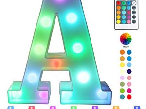 Pooqla Colorful LED Marquee Letter Lights with Remote – Light Up Marquee Signs – Party Bar Letters with Lights Decorations for The Home - Multicolor A