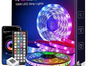 Nexillumi 100 ft LED Lights for Bedroom with Remote Color Changing LED Strip Lights