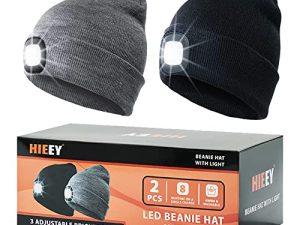 HIEEY 2 Pieces Unisex LED Beanie Hat with Light
