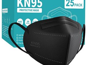 TOPMAX KN95 Face Masks 25 Pack 5-Ply Breathable Filter Efficiency≥95% Protective Cup Dust Disposable Masks Against PM2.5 Black