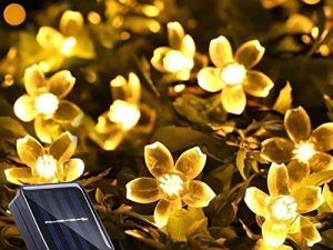 ITICdecor Solar Flower String Lights Outdoor Waterproof 50 LED Fairy Light Christmas Decorations for Garden Fence Patio Yard Christmas Tree
