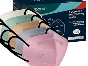 HALIDODO 100 Packs Individually Wrapped KN95 Face Mask 5-Ply Breathable & Comfortable Filter Safety Mask with Elastic Ear loop and Nose Bridge Clip