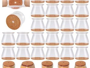 VIUME Chair Leg Floor Protectors for Hardwood Floors 24 Pcs Silicone Covers to Protect Wood Tile Floors Felt Pads Furniture Leg Caps Non Slip Reduce Noise (Large-Clear)