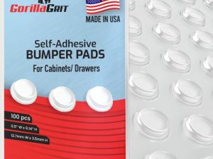 Pack of 100 Cabinet Door Bumpers - 1/2” Diameter Clear Adhesive Pads for Drawers