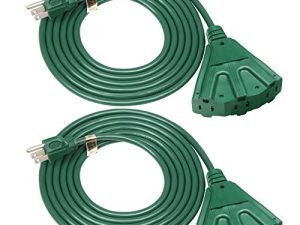 DEWENWILS 10 FT Green Outdoor Tri-Tap Extension Cord Splitter