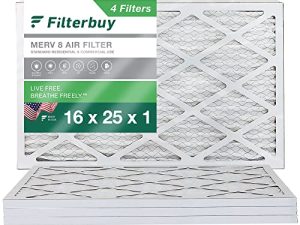 Filterbuy 16x25x1 Air Filter MERV 8 Dust Defense (4-Pack)