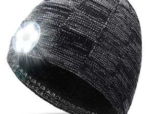 GREENEVER LED Beanie Hat with Light - Stocking Stuffers for Men Gifts Headlamp Cap Unisex Winter Knit Lighted Headlight Hats