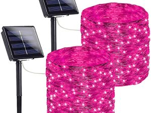 SANJICHA Pink Extra-Long Outdoor Solar String Lights
