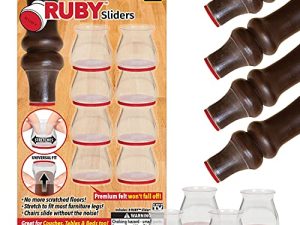 Ruby Sliders As Seen On TV by BulbHead - Premium Chair Covers Protect Hardwood & Tile Floors from Scratching - Fits Most Furniture Leg Sizes & Shapes