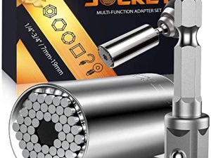 Universal Socket Tools Gifts for Men Dad - Christmas Stocking Stuffers for Men Socket Set with Power Drill Adapter Super Grip Socket Cool Gadgets for Men Birthday Gifts for Men Women Husband (7-19mm)