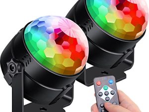 [2-Pack] Sound Activated Party Lights with Remote Control Dj Lighting