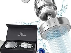 AquaHomeGroup Luxury Filtered Shower Head Set 15 Stage Shower Filter for Hard Water Removes Chlorine and Harmful Substances - Showerhead Filter High Output