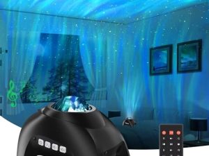 Vinwark Northern Lights Aurora Projector for Bedroom with Music Bluetooth Speaker and White Noise